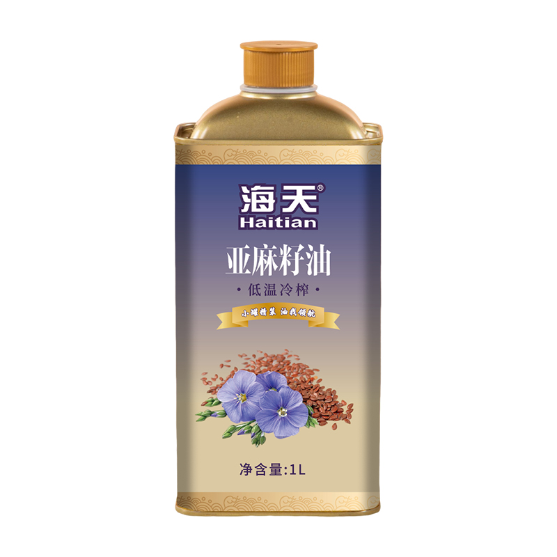 海天食用油 亚麻籽油1L铁桶