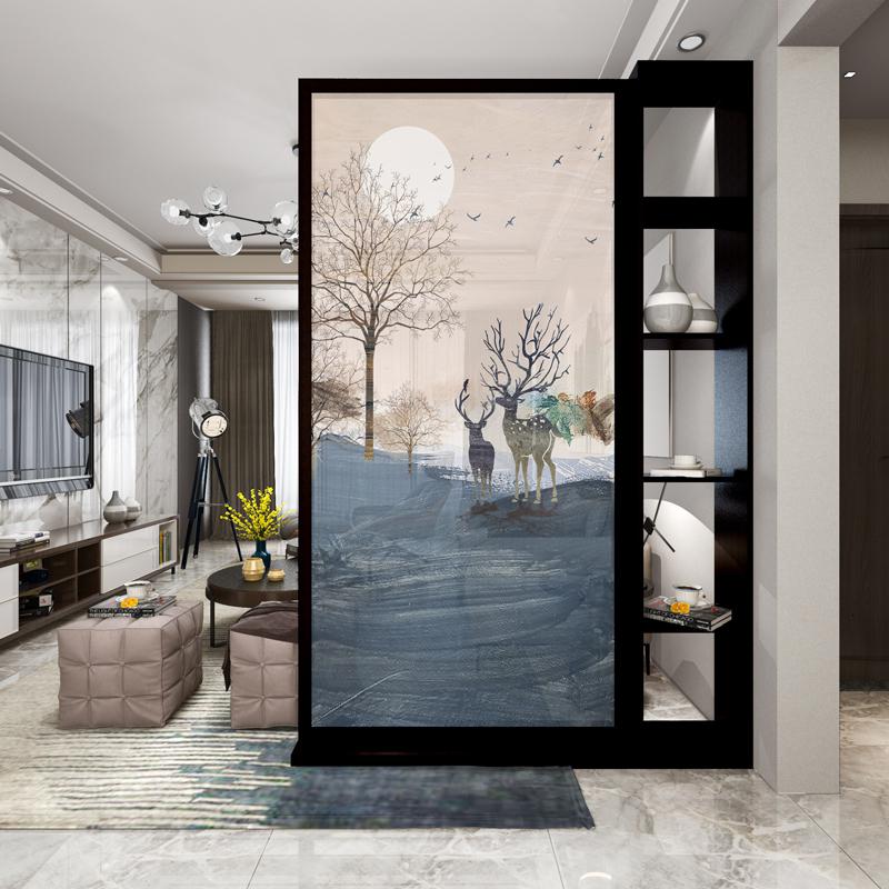 中式屏风柜厅实木隔断置物架 客厅简约现代入户进玄关座屏高清大图