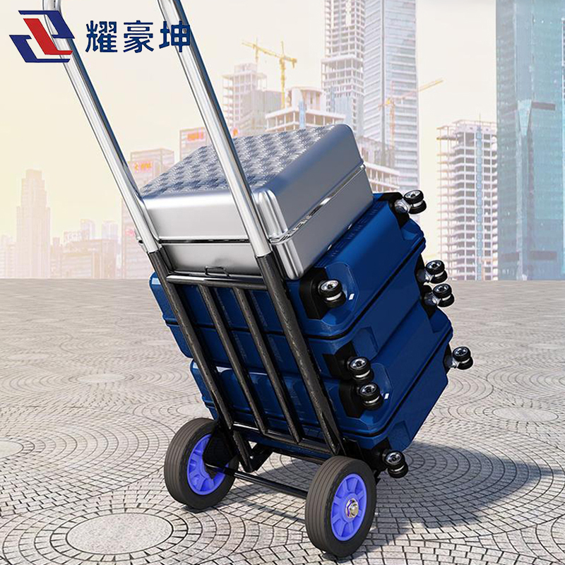 耀豪坤 便捷式折叠不锈钢小拉车30mm管橡胶轮14M/台高清大图