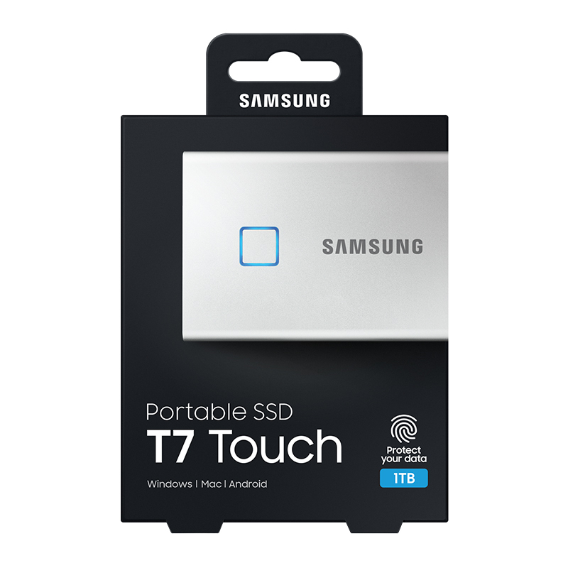 三星(SAMSUNG)T7 Touch 1TB移动硬盘usb3.2金属指纹加密手机电脑移动固态硬pssd 时尚银