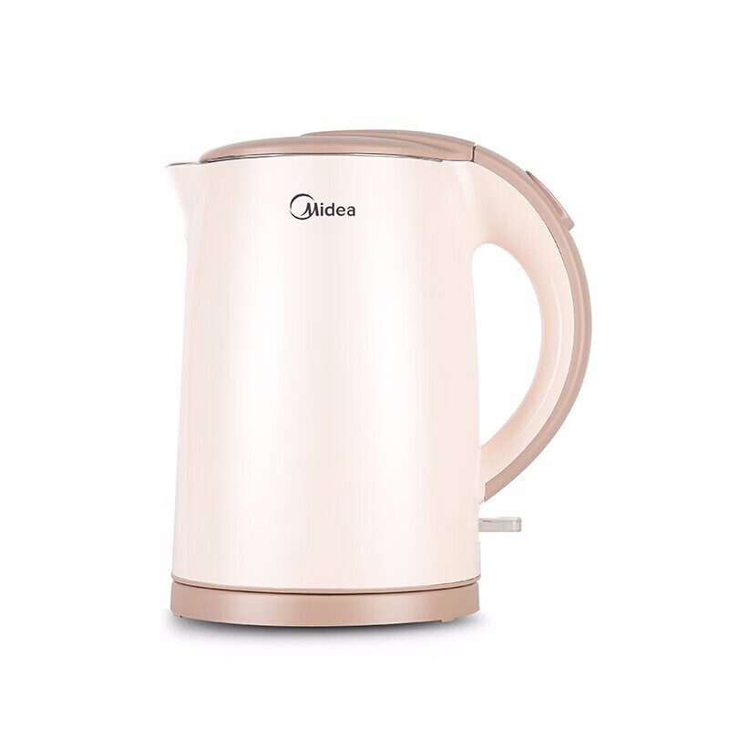 美的(Midea)MK-H415E2电水壶 304不锈钢电热水壶 1.5L家用双层防烫烧水壶 浅粉色智能