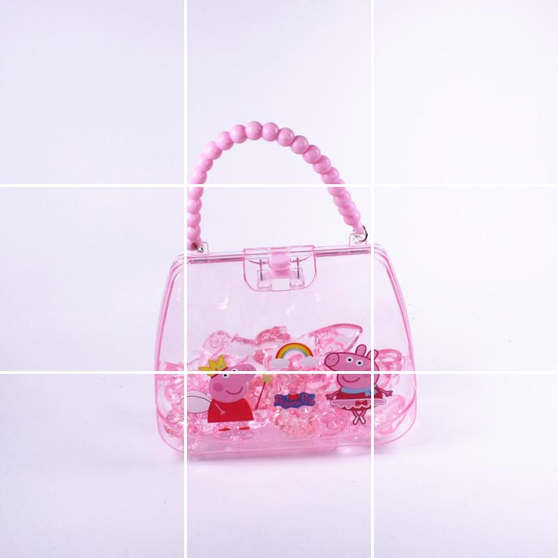 宝石塑料水晶公主孩子卡通钻石串珠玩具儿童小女力仿动物粉色亚克 粉色20颗+手提佩奇塑料盒高清大图