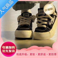 SUNTEK配裙子帆布鞋女厚底小白鞋小众原创薄款透气2023夏季新款板鞋 黑色升级版 36