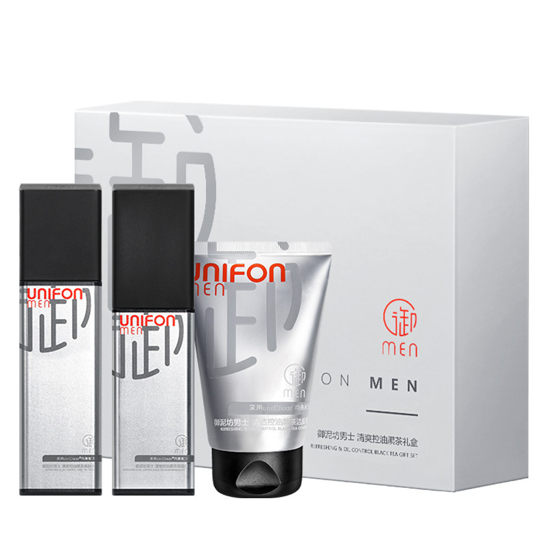 御泥坊男士 清爽控油黑茶礼盒 100g洁面+120ml爽肤水+100ml保湿露
