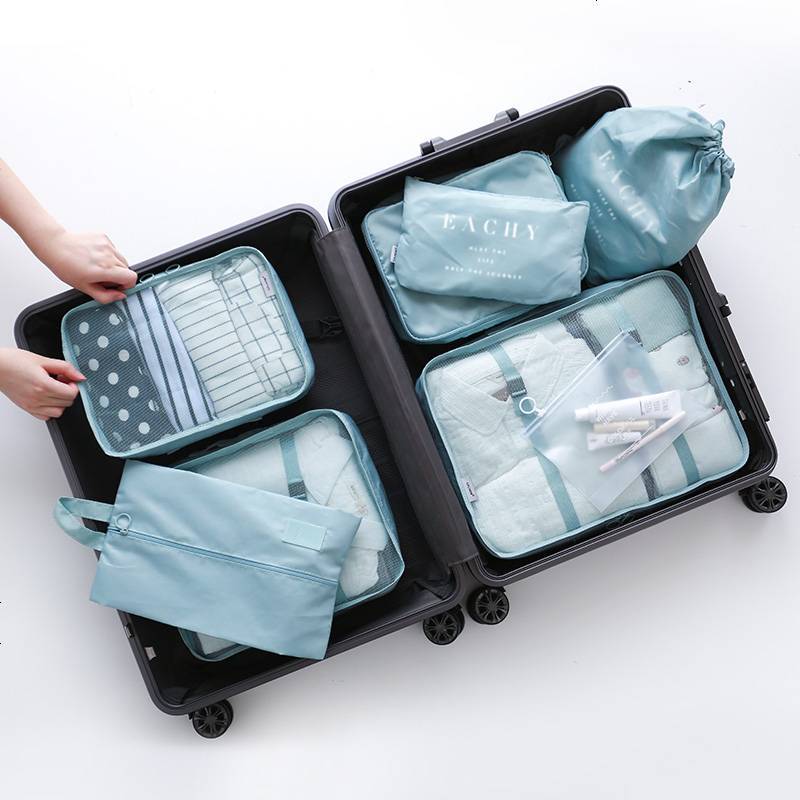 旅行收纳袋旅李箱衣服鞋子洗漱袋内衣整理包袋便携套装八件套