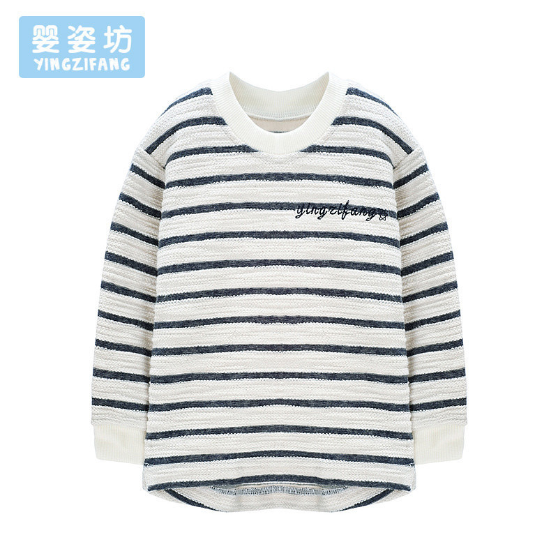 男女童春季新品T恤长袖圆领横条休闲男女宝宝居家服1-5岁80-120cm