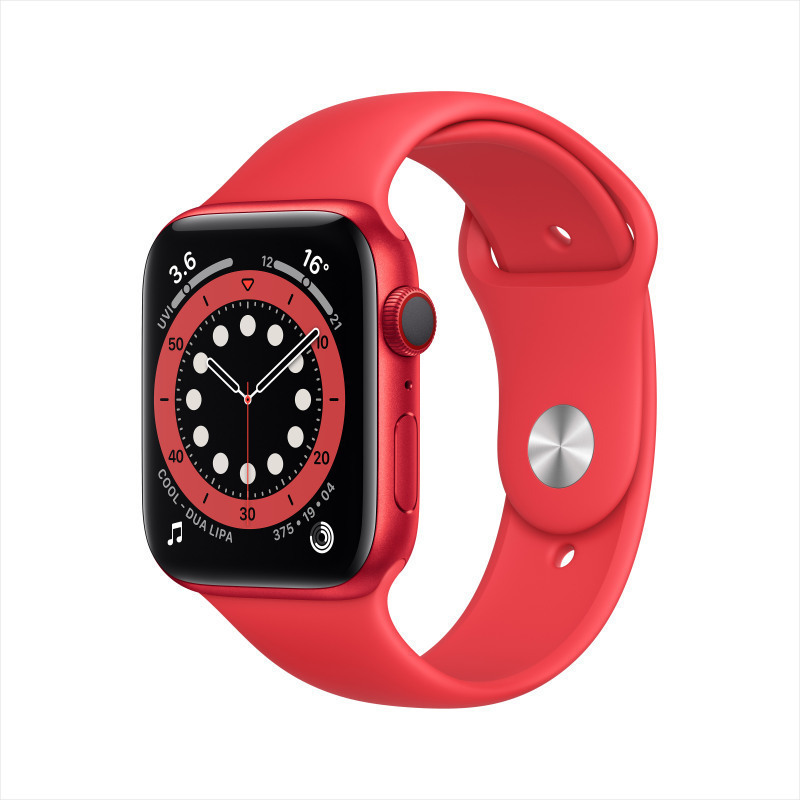Apple Watch Series 6 44毫米 蜂窝版 红色铝金属表壳 红色运动表带 智能手表