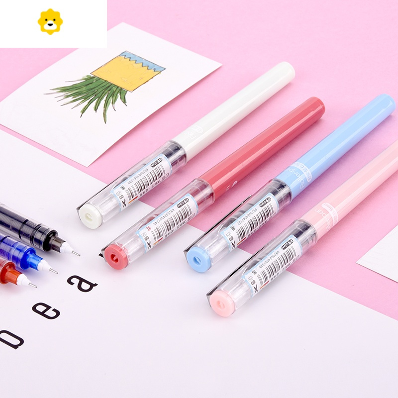 喻娄针管型走珠笔学生用直液式0.5mm中性笔可换墨囊替芯签字笔速干黑色考试红色少女心0.38蓝水笔大容量笔芯削笔