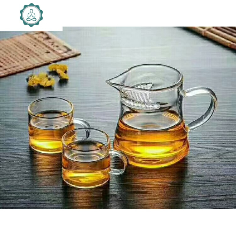 玻璃公道杯分茶器茶漏加厚耐热月牙公杯带过滤具滤茶器