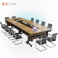 质凡折叠培训桌长条桌翻版双人条形桌课桌可移动拼接会议桌带轮