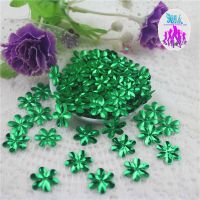 手工珠片亮片服装diy益智画早教舞蹈服帽子幼儿园用品15mm六瓣梅 银底绿色