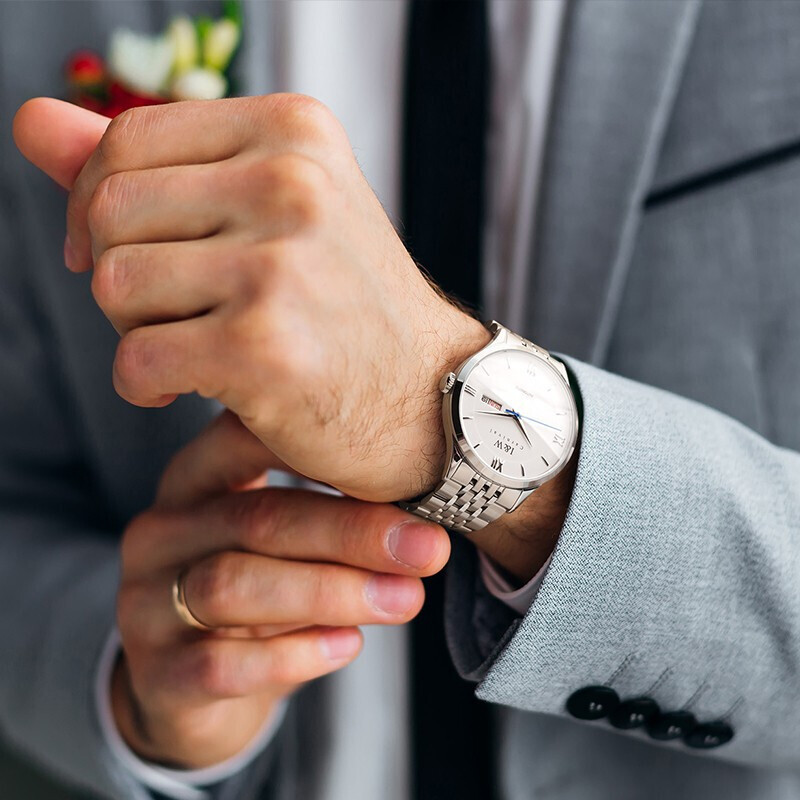 瑞士爱沃驰I&W CARNIVAL手表全自动机械表 男表复古进口机芯防水商务腕表简约双日历表8510G