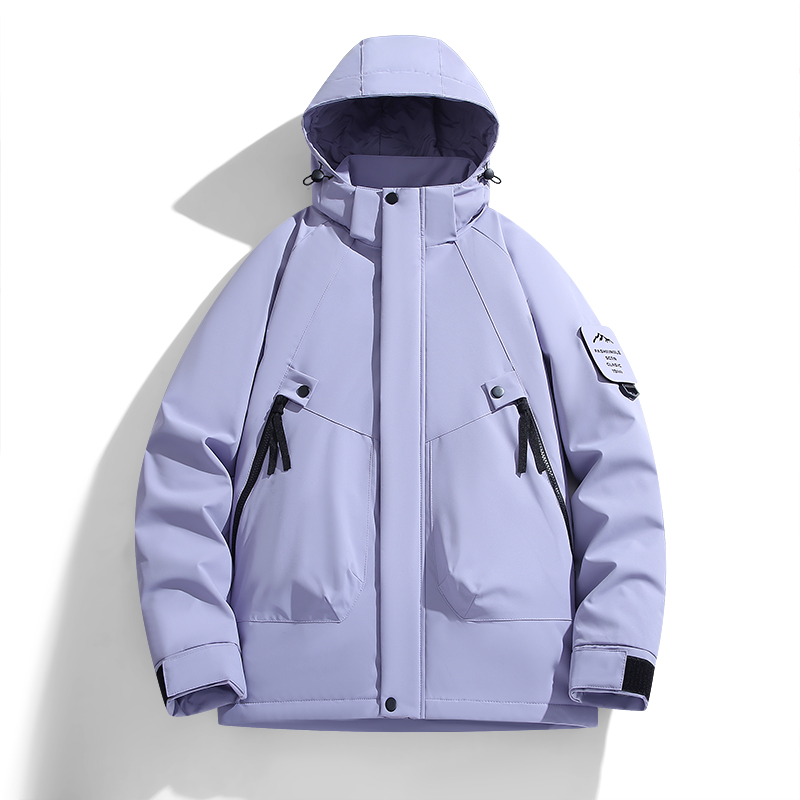 渔人船长秋冬情侣款户外保暖棉衣轻薄防风石墨烯男女款防寒服外套 女浅紫色 M