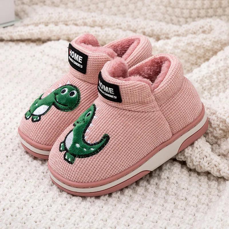 2021新款儿童棉鞋冬季加绒保暖韩版时尚可爱卡通儿童毛毛鞋软底小孩包