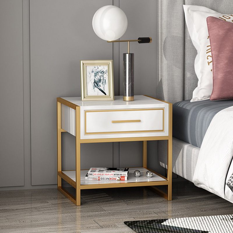 北欧金属铁艺黑白两色床头柜床边柜创意卧室个性抽屉收纳家具