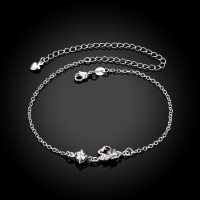 A008 Silver Anklet 红锆石镀银脚链小清新气质脚饰品爱心天鹅女送女朋友七夕情人节礼物