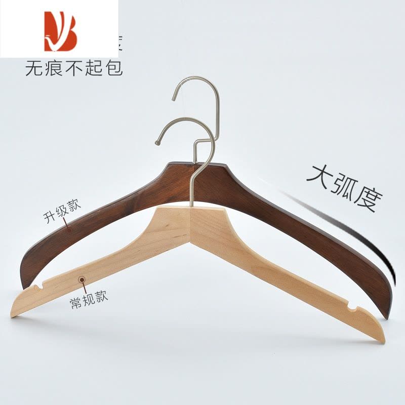 三维工匠实木衣架家用木质防肩角男女士挂衣架衫皮草大衣服挂图片
