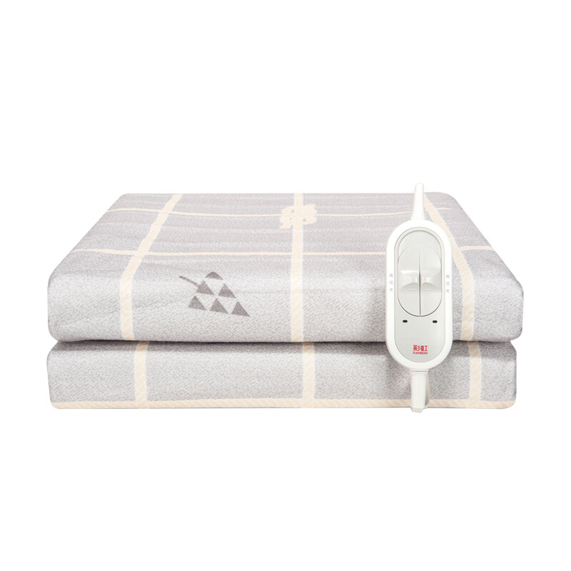 彩虹全线路安全保护双控双温电热毯(双人)印花,小熊格子 1.8米*1.5米 XL1352