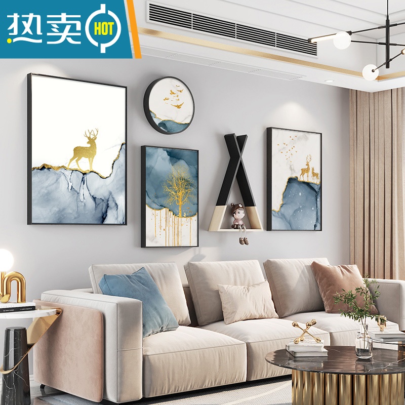 敬平现代简约客厅装饰画沙发背景墙壁画北欧抽象大气网红新款轻奢挂画装饰画高清大图