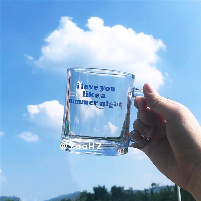 ins玻璃杯我像夏夜一样爱你英文表白情话牛奶杯咖啡早餐杯子