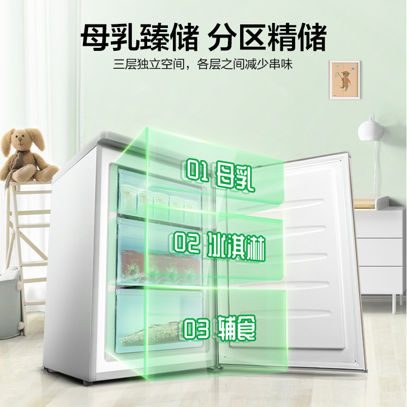 容声(Ronshen)86升 冰柜家用小型迷你立式冷冻柜 单温母婴母乳小冰箱 分层抽屉 一级能效 BD-86RS