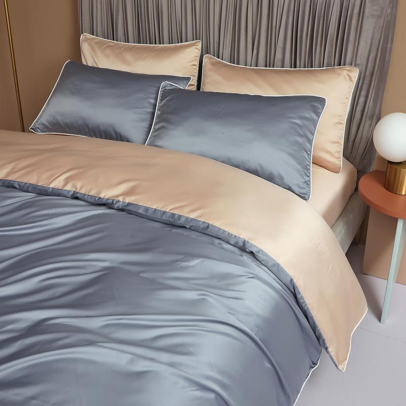 美帮汇简约现代水洗天丝四件套冰丝三件套丝滑单双人春夏季床上用品