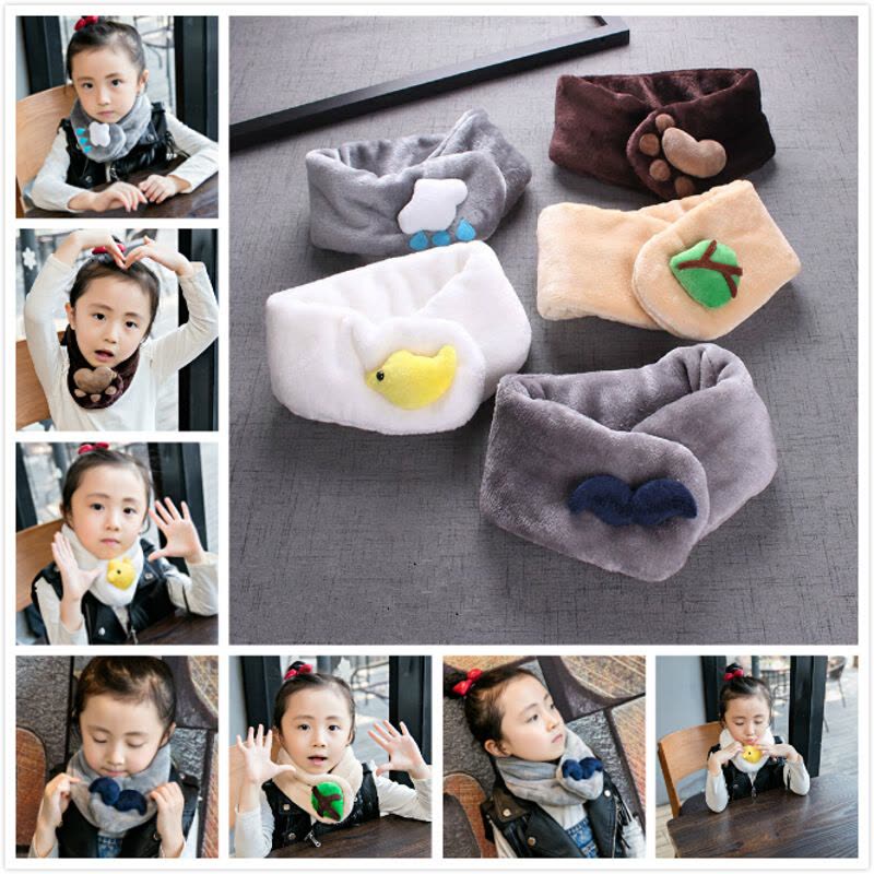 迪鲁奥(DILUAO)儿童围巾加绒公主微博加厚保暖秋冬季男童女童宝宝法兰绒脖套 红色 1-6岁图片