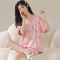 浪莎睡衣女士夏天冰丝绸凉感短袖短裤套装可爱大码夏季薄款家居服