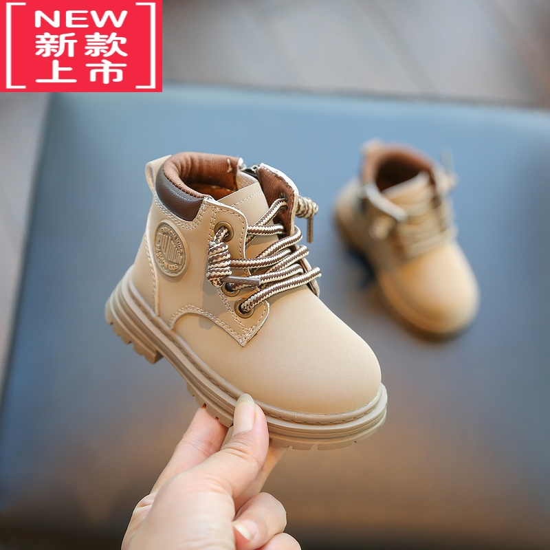 可莉允男童马丁靴软底女童靴子两岁婴儿鞋子学步鞋小童短靴宝宝鞋子秋冬