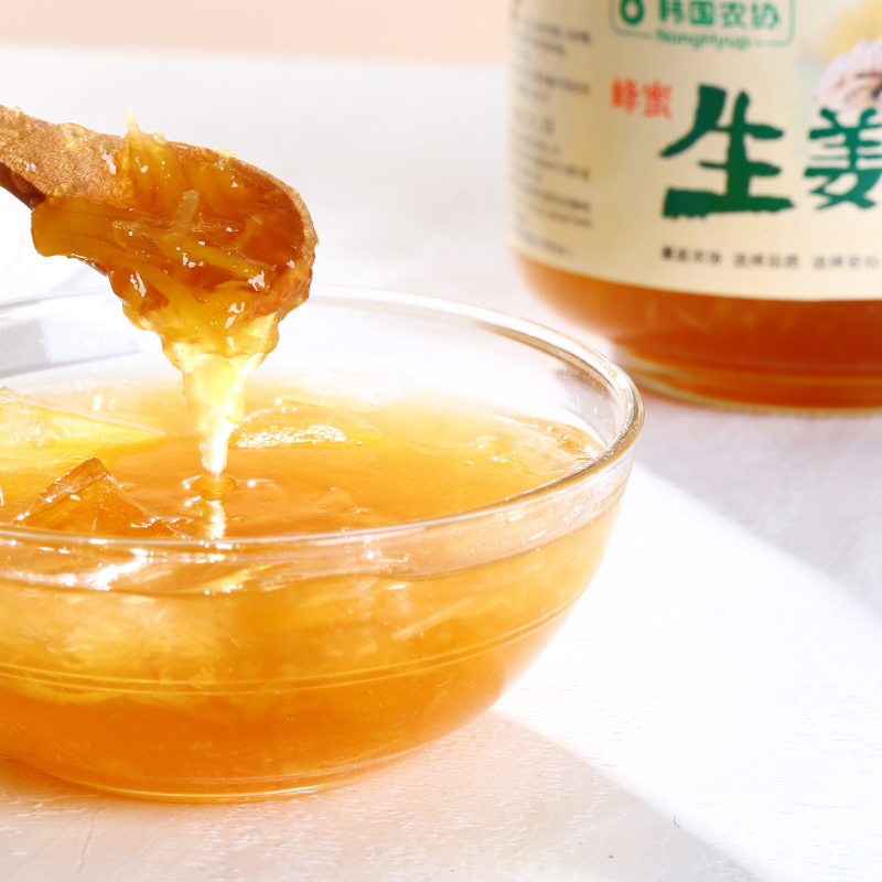 [进口]韩国农协蜂蜜生姜茶1kg休闲果味冲饮茶体寒果酱罐装