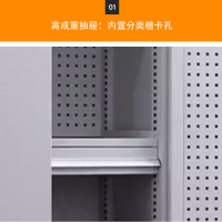 DXBG重型工具柜车间用加厚物件工具储物柜工厂铁皮柜汽修厂零件收纳柜白色四层一抽带挂板