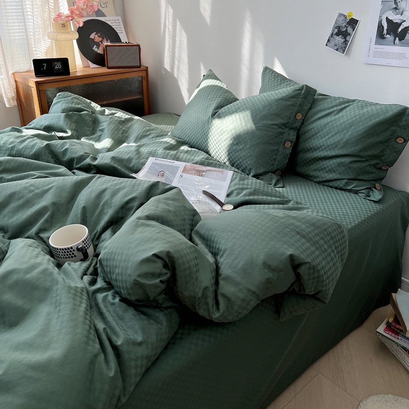 60支长绒棉四件套提花贡缎全棉床单被套南通纯色床上三件套