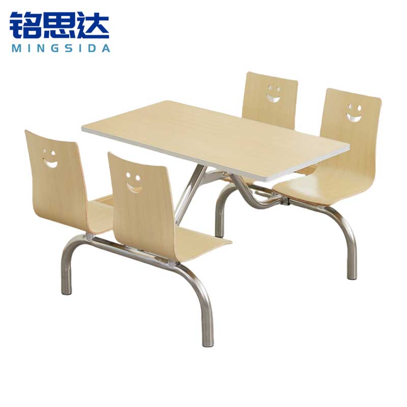 铭思达食堂连体餐桌四人位台高清大图