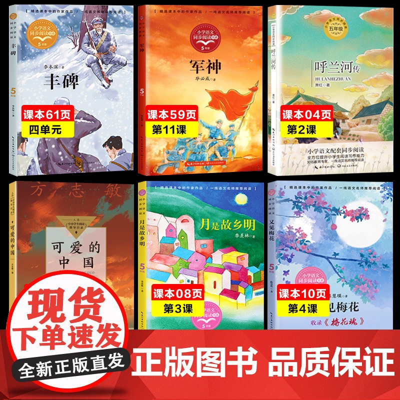 五年级下册课外书读全12册小学语文教材同步阅读书籍呼兰河传萧红原著月是故乡明梅花魂军神丰碑可爱的中国方志敏威尼斯的小艇高清大图
