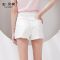拉夏贝尔拉贝缇牛仔短裤女装夏季新款韩版高腰显瘦白色火ce
