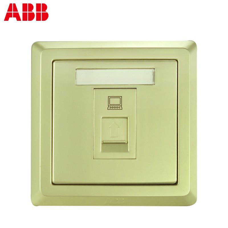 ABB开关插座 德逸珍珠金 一位单电脑网络插座面板AE331-PG