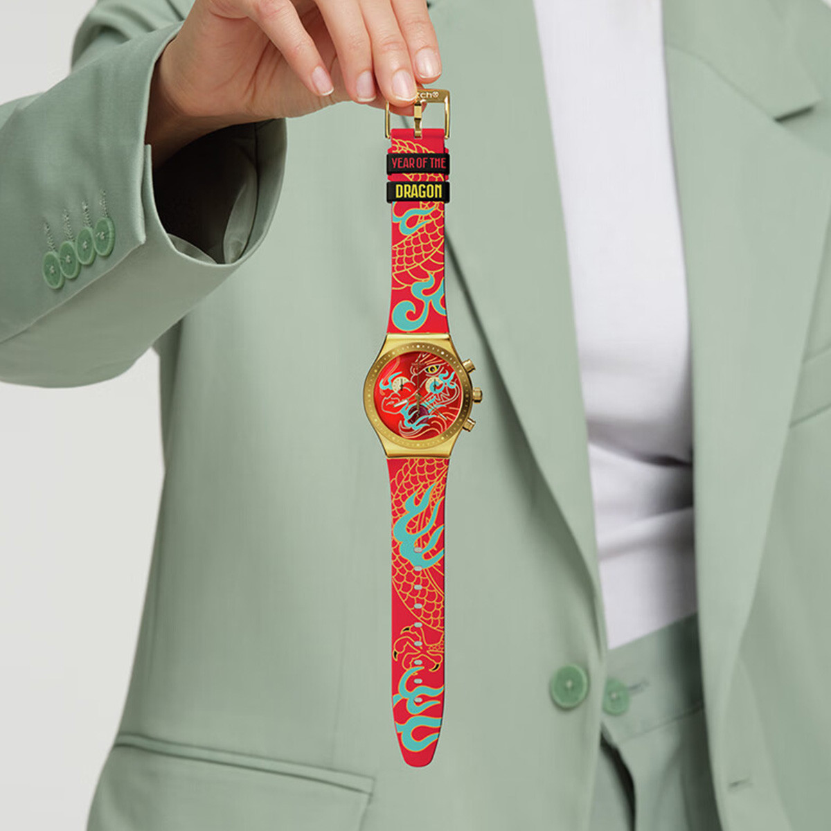 Swatch斯沃琪瑞士手表龙年特别款龙傲九霄石英表 YVZ100高清大图