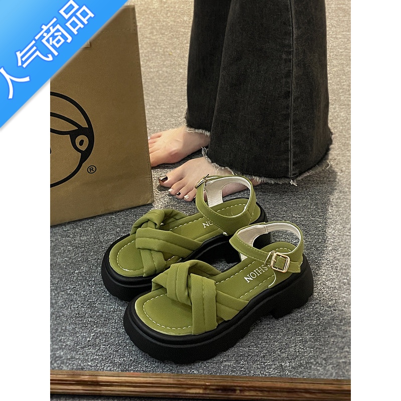 SUNTEK法式时尚百搭凉鞋女2023夏新款设计感小众休闲沙滩鞋配裙子罗马鞋高清大图