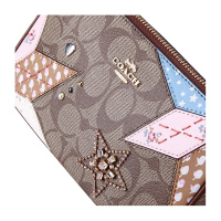 COACH 蔻驰 奢侈品 欧美时尚女士卡其色PVC印花手拎包手腕包女手包