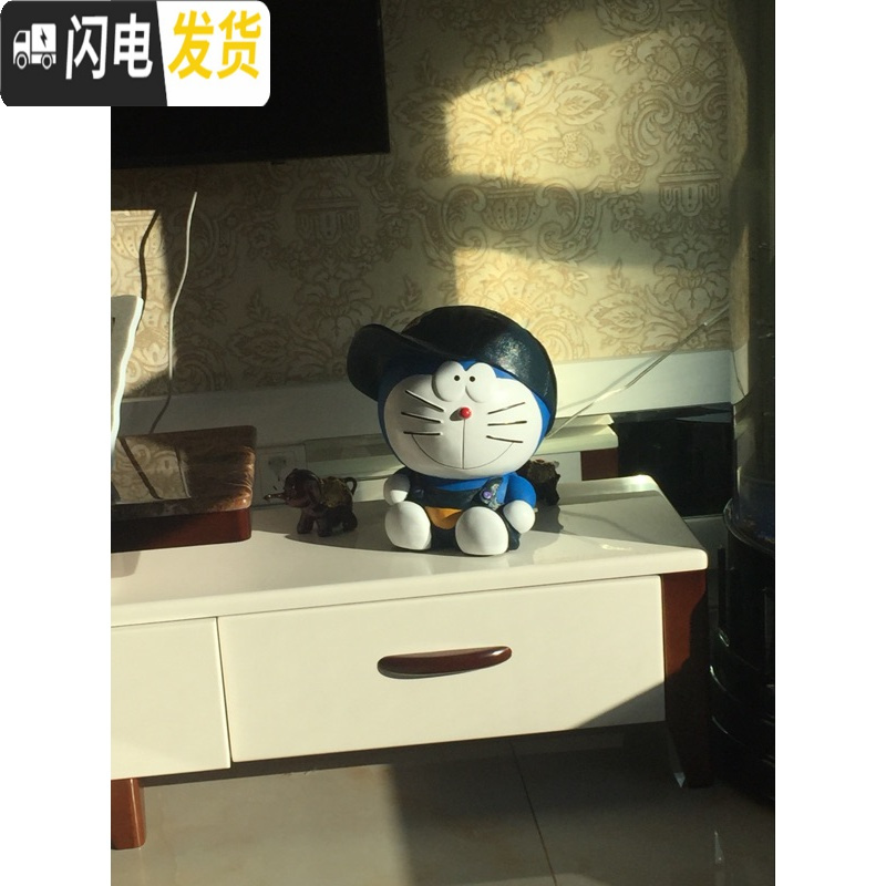 三维工匠创意大号机器猫存钱罐 叮当猫储蓄罐 储钱罐节日小叮当摆件 32厘米高站立彩帽叮当钱罐