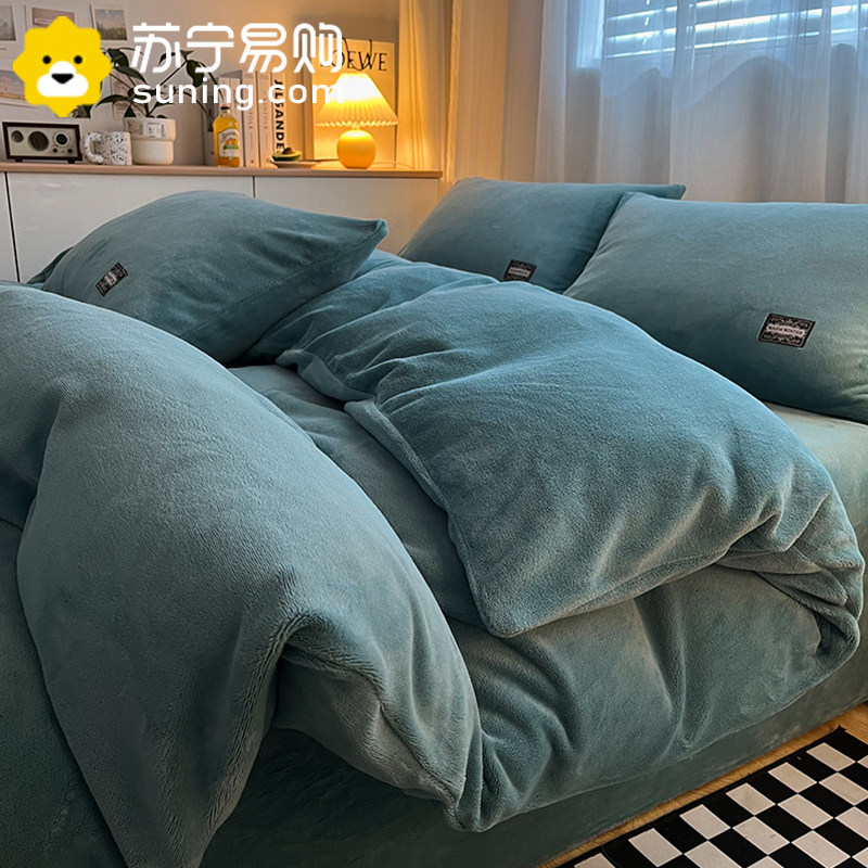 南极人(NanJiren)家纺 冬天加绒被套四件套冬季珊瑚绒加厚保暖双面法兰绒被罩牛奶绒床单