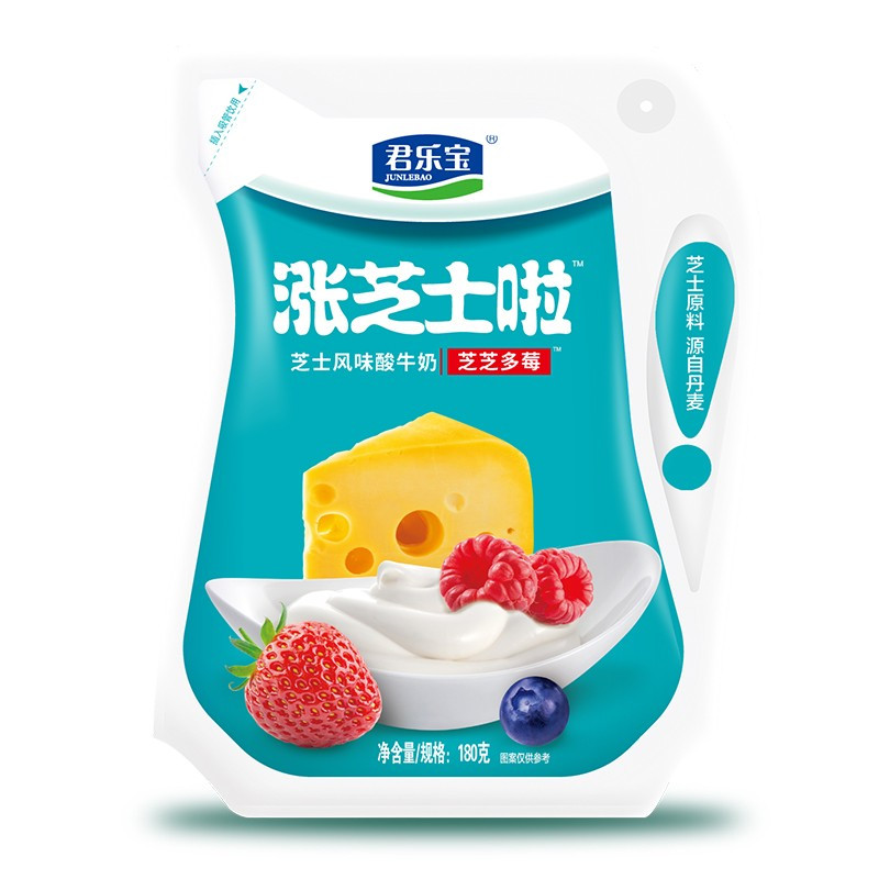 君乐宝涨芝士啦酸奶芝芝多莓口味180g12袋