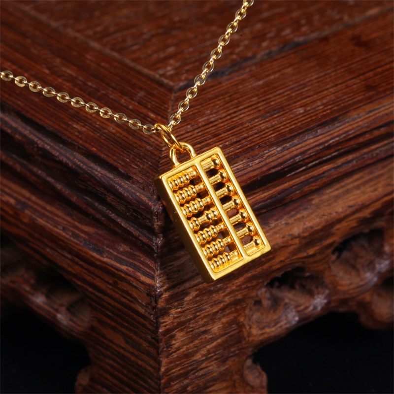 新金珠宝足金999挂坠硬金如意小算盘吊坠黄金首饰项链1042