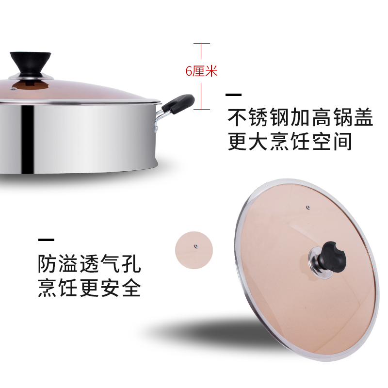 电锅多功能家用电炒锅一体式炒菜电火锅纳丽雅电蒸锅铸铁插电不沾电热锅 精品铸铁锅:32CM(一蒸笼)中国红