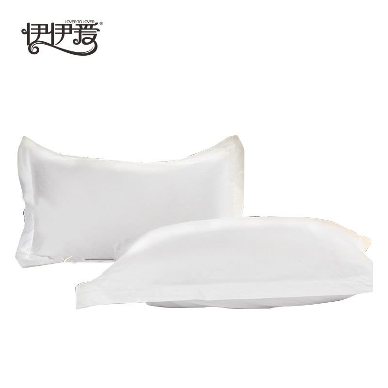 伊伊爱 60*80S喷气全棉贡缎纯白枕套图片
