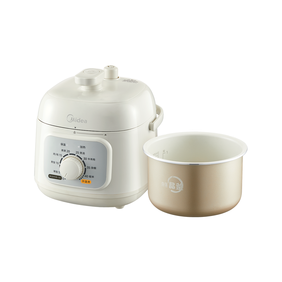 美的(Midea)一人食电压力锅1.8L白玉晶釜开盖火锅一键排气免浸泡杂粮饭家用 MY-E2400高清大图
