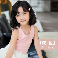 女童夏季外穿纯棉螺纹背心儿童糖果色清新夏装宝宝韩版童装上衣 140cm（建议130-140） 粉色