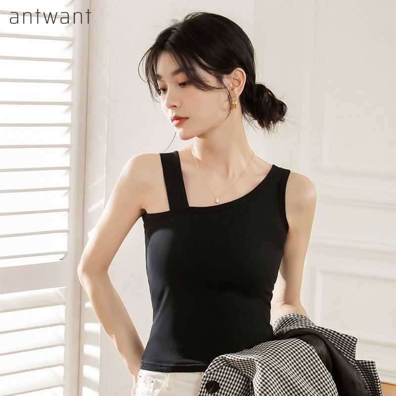 antwant纯棉小吊带背心女内搭外穿夏ins性感甜辣抹胸露肩t恤上衣视频