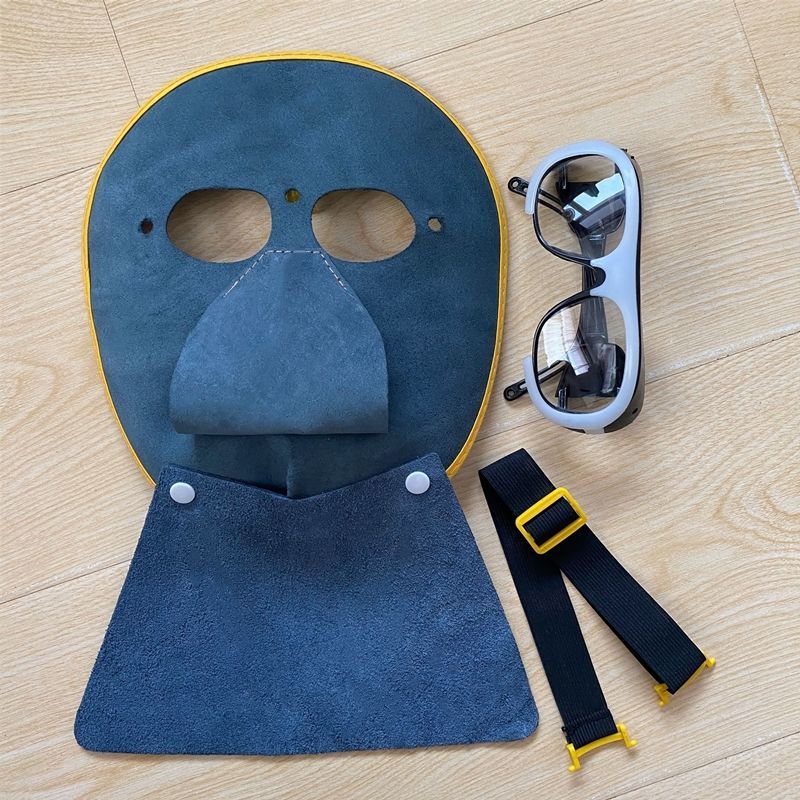 新型牛皮电焊面罩焊工防护眼镜烧焊工电焊面具隔热防飞溅防烫