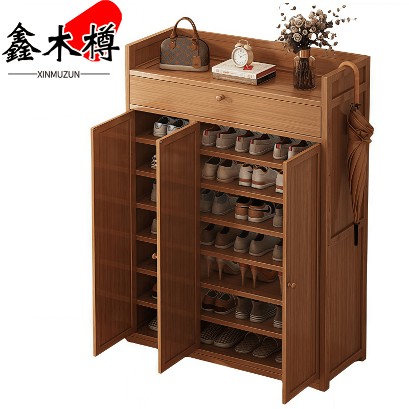鑫木樽鞋柜90*32*137cm个高清大图